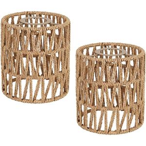 2 x Boho rotan lampenkap, hanglamp, staande lamp, papieren lampenkap, korflampen, hangende lantaarn, tafellamp, reserve paraplu