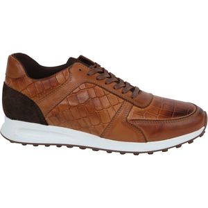 Suitable - Sneaker Run Croco Bruin - Schoenmaat 45cm - Leer Heren Veterschoenen
