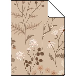 Proefstaal ESTAhome behang veldbloemen zand beige - 26,5 x 21 cm - 139840-S