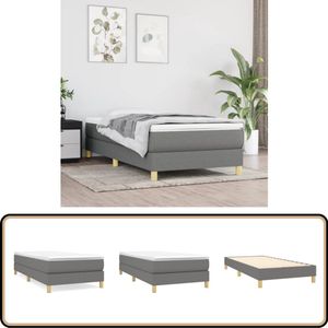 vidaXL Boxspring - Met matras en topmatras - 80x200 cm Boxspringbed - Boxspring - Bed Frame - Tweepersoonsbed - Grijs Bed