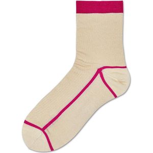Happy Socks Sokken Lily Rib Ankle Sock Beige Maat:36-40