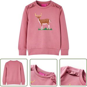 vidaXL Meisjestrui - Kindertrui - Kindertrui 104 frambozenkleurig - Roze Trui - Hert Print - Kindermode