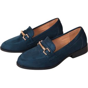 Nivard Loafers Dames - Met Hak - Damesschoenen - Instappers - Marineblauw - Maat 35.5