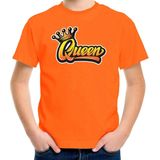 Oranje Koningsdag Queen t-shirt voor kinderen/ meisjes 158/164