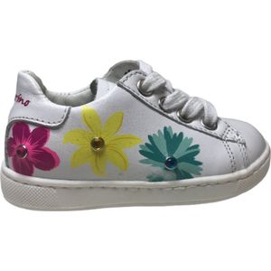 Naturino Mt 20 3 bling bling bloemen lederen veter sneakers Nivelles Wit