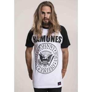 Merchcode Ramones - Ramones Circle Raglan Heren T-shirt - S - Wit/Zwart