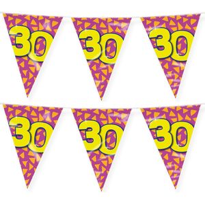 Paperdreams verjaardag 30 jaar thema vlaggetjes - 2x - feestversiering - 10m - folie - dubbelzijdig