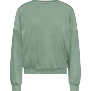 Hunkemöller Dames Nachtmode Velours Top - Groen - maat 2XL