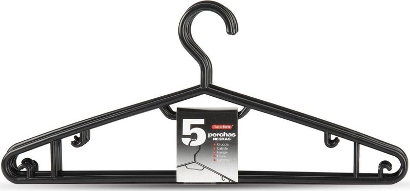 15x stuks kunststof kledinghangers in het zwart 40 cm - Kledingkast organiseren - Kleerhangers/kledinghangers