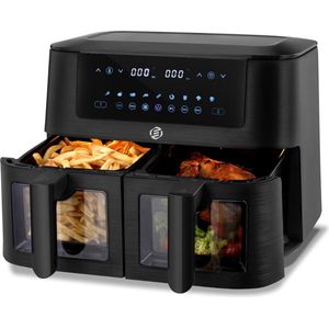Equivera Dubbele Airfryer - Dubbele Mand - Dual Cook - Heteluchtfriteuse - Verschillende Programma's - Dual Zone - Mega