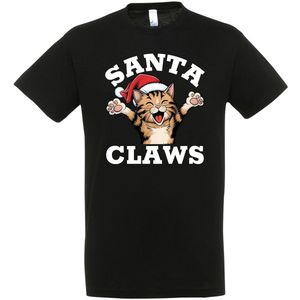 Santa Claws T-shirt - Unisex - Kerst - Christmas - Katten - Feestdagen - Kerst T-shirt - Grappig T-shirt - Kerstman - Foute kerst - Maat XXL