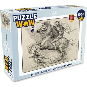 Puzzel Schets - Paarden - Vintage - Da Vinci - Legpuzzel - Puzzel 1000 stukjes volwassenen