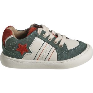 Leren Babysneakers - Ecru - Driekleurige Sneakers - Met Veters en Rits