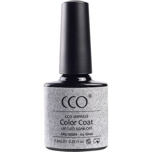 CCO Shellac - Gel Nagellak - kleur Icy Silver 92254 - Zilver - Dekkende kleur - 7.3ml - Vegan