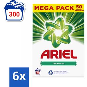 Ariel Original - Waspoeder - Witte en Lichtgekleurde Was - 50 Wasbeurten - Voordeelverpakking - 6 stuks