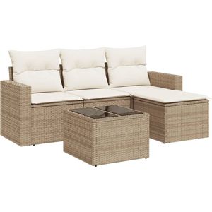 VidaXL-5-delige-Loungeset-met-kussens-poly-rattan-beige