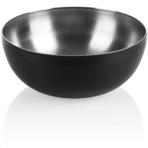 Mengkom gemaakt van roestvrij staal en met een zwarte buitenlaag kan gebruikt worden als een saladeschaal, fruitschaal of gewoon als decoratieve kom (1 stuk - diameter 24 cm, zwart).