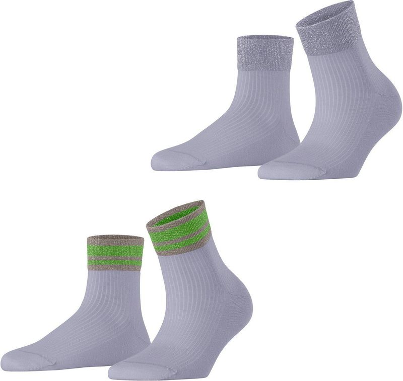 Esprit - Retro Glitter - Huissokken - Blauw - 2-Pack - Gedessineerd Katoen