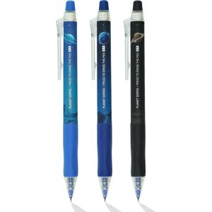 Ainy - Planeet Uitwisbare Pen - set van 3 uitgumbare pennen met blauwe inkt voor in je balpen etui of pennenzak - kawaii balpennen middelbare schoolspullen - voor zowel volwassenen als kinderen