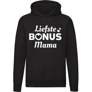 Liefste bonus mama | Moederdag |oma | moeder | Unisex | Trui | Sweater | Hoodie | Capuchon | Zwart