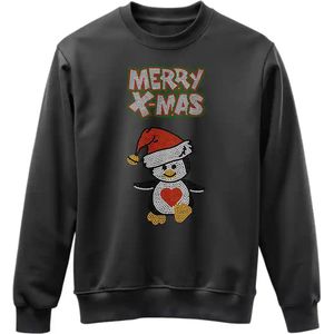 Merry X-mas bling sweater met pinguin- maat XL