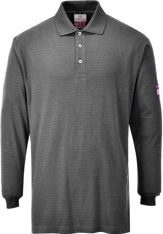 Portwest - Modaflame FR10 - Vlamvertragende Polo Shirt - Grijs - Lange Mouw