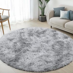 Woonkamertapijten 80x80cm grijs rond tapijt voor slaapkamer wasbaar antislip pluizig tapijt shaggy zachte tapijten mat voor kinderen hal woonkamer