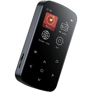 Gloovon - MP3 / MP4 Speler - Bluetooth - Touchscreen - Shuffle - FM Radio - Voice recorder - Incl. 64G SD kaart & Oordopjes - Zwart