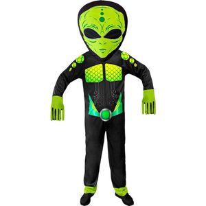 Widmann - Alien Kostuum - Gifgroen Science Fiction Ruimtemonster Kostuum - Groen, Zwart - Small / Medium - Carnavalskleding - Verkleedkleding