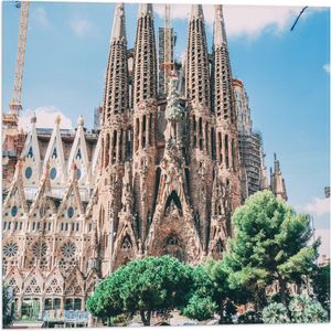 Vlag - Sagrada Familia in Barcelona, Spanje - 50x50 cm Foto op Polyester Vlag