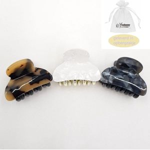Kleine haarklemmen set 3 stuks- Youhomy ACCESSOIRES Haarklemmen-HAARSPELDEN/HAARCLIP-leopard, zwart, wit| Cadeau voor vrouwen| Moederdag| Valentijnsdag cadeau