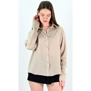 YesMooi - Basis Satijnen Blouse - Beige - M (38)
