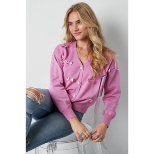 Vest - cardigan - Roze - Damesvest - Maat S/M - Strikjes vest
