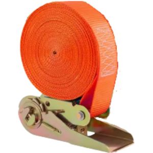 Spanbanden met ratel - 10 stuks - Sjorband - Ratelriemen 25mm/6m -800kg trekkracht - Polyester Oranje