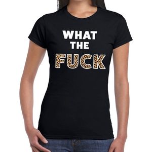 What the Fuck tijger print tekst t-shirt zwart dames - dames shirt What the Fuck tijger print XXL