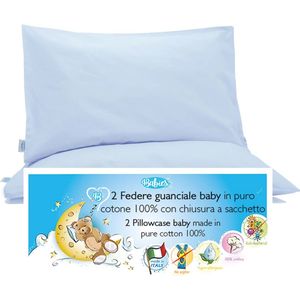 Kussenslopen 40x60 cm voor Kinderen - Set van 2 - 100% Katoen - Hypoallergeen en Ademend - Lichtblauw