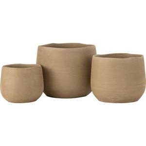 J-Line bloempot Effen - keramiek - beige - large - Ø 21 cm