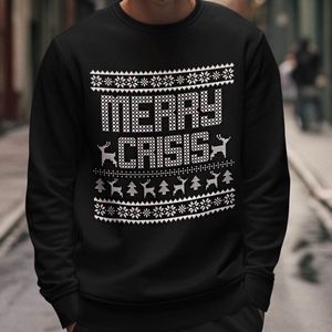 Foute Kerst Trui Zwart Merry Crisis XS