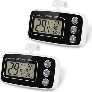 Digitale Koelkast Thermometer met LCD Scherm - Temperatuurmonitor voor Keuken en Vrieser - Waterdicht, Magnetisch, Draagbaar - 2 Stuks