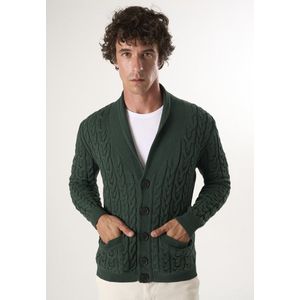 Felix Hardy - Cardigan - Donkergroen - 100% Katoen Heren