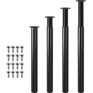 Meubelpoten - Tafelpoot Verstelbaar rekbaar 700-1100mm - set van 4 - Metaal - Zwart