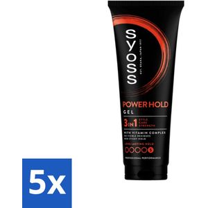 5 x Syoss - Power Hold - Haargel - Extra Sterke Fixatie - 250 ml - Haargel Voor Mannen - Haargel Voor Vrouwen - Styling Gel - Haarstyling