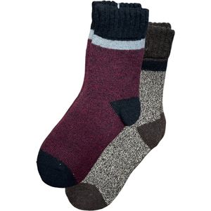 green-goose® Alpaca Sokken - Rood & Grijs - 2 Paar - 95% wol - Maat 35-38 - Lekker zacht en duurzaam!
