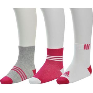 adidas - Little Kids Ankle 3 Pair Pack - Sokken - 15 - 18 - Roze/Wit/Grijs