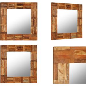 vidaXL Wandspiegel 60x60 cm massief gerecycled hout - Spiegel - Spiegels - Muurspiegel - Muurspiegels