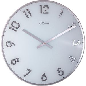 NeXtime - Wandklok -  43 cm - Glas - Wit - 'Reflect'