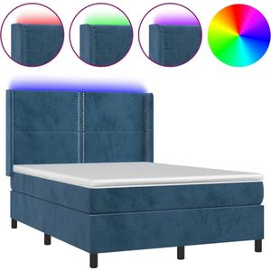 vidaXL-Boxspring-met-matras-en-LED-fluweel-donkerblauw-140x190-cm