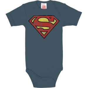 Superman Logo DC Comics Logoshirt baby romper grijs blauw - Logoshirt - 98/104