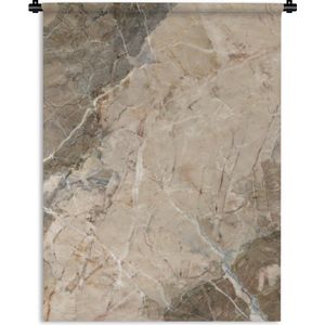 Wandkleed - Wanddoek - Steen - Graniet - Wit - Grijs - 60x80 cm - Wandtapijt