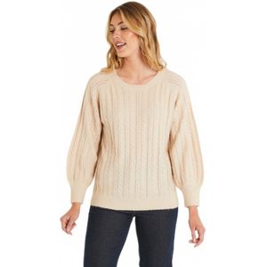 Zachte iriserende opengewerkte wollen trui in kabelbreisel